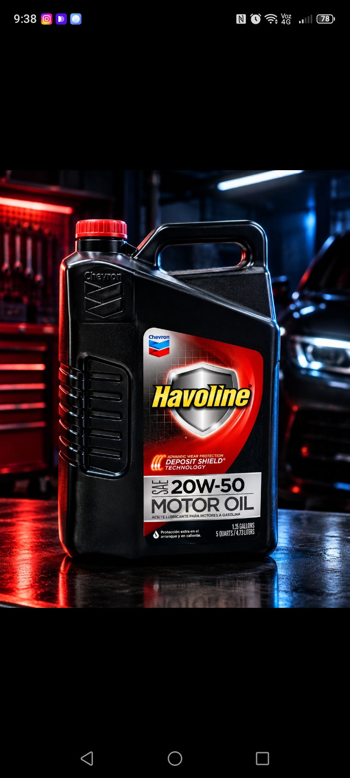 PROMO CAJA X 3 BIDONES HAVOLINE® MOTOR OILSAE 20W50 (MINERAL) (5/4 galon casi 5 litros ) 14,19 L - CHE 223397485 ACEITE DE MOTOR CHEVRON - Imagen 2