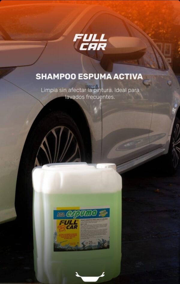 Bidon (lava autos - shampoo) Espuma Activa x 25L (DILU 1L/200L) - FUL 026 FULL CAR ( LIMPIEZA - CARROSERIAS- simil k78 a801 - k78 a803 - k78 a805)  ( Shampoo concentrado neutro para el lavado de carrocerías,Alto poder espumígeno, fácil enjuagado. Especial para máquinasde espuma. Biodegradabilidad del 85,4%Dilución para el uso: 1 parte en 200 de agua.)