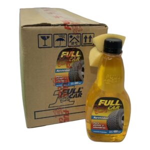 PROMO CAJA X 12 UNIDADES Revividor de NEGRO PARA EXTERIOR  (gomas Y alfombras AMARILLO)  x 480 cc. - FULL CAR  303  - FUL 301 (simil A3904/12 - ful 310 / k78 209 - k78 213) (Gel revividor del color negro y abrillantador para neumáticos yalfombras. Solución acuosa gelificada, libre de solventes.)