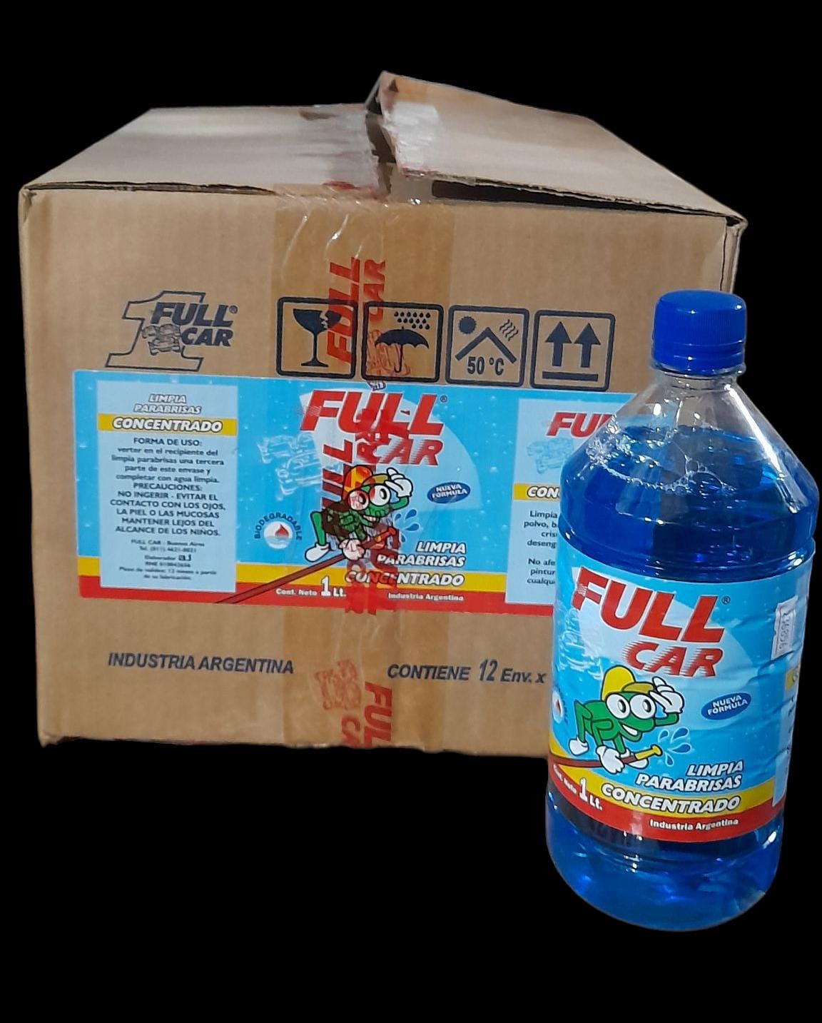 PROMO CAJA X 12 UNIDADES Limpia Parabrisas concentrado x 1 L - FUL 716 - FUL 707 FULL CAR (SORRINO) (limpia vidrios simil k78 703 - A3501/12 - plus 7030 - muf lax500)  (Limpia efectivamente el polvo, barro e insectos desengrasandosin dejar marcas.)