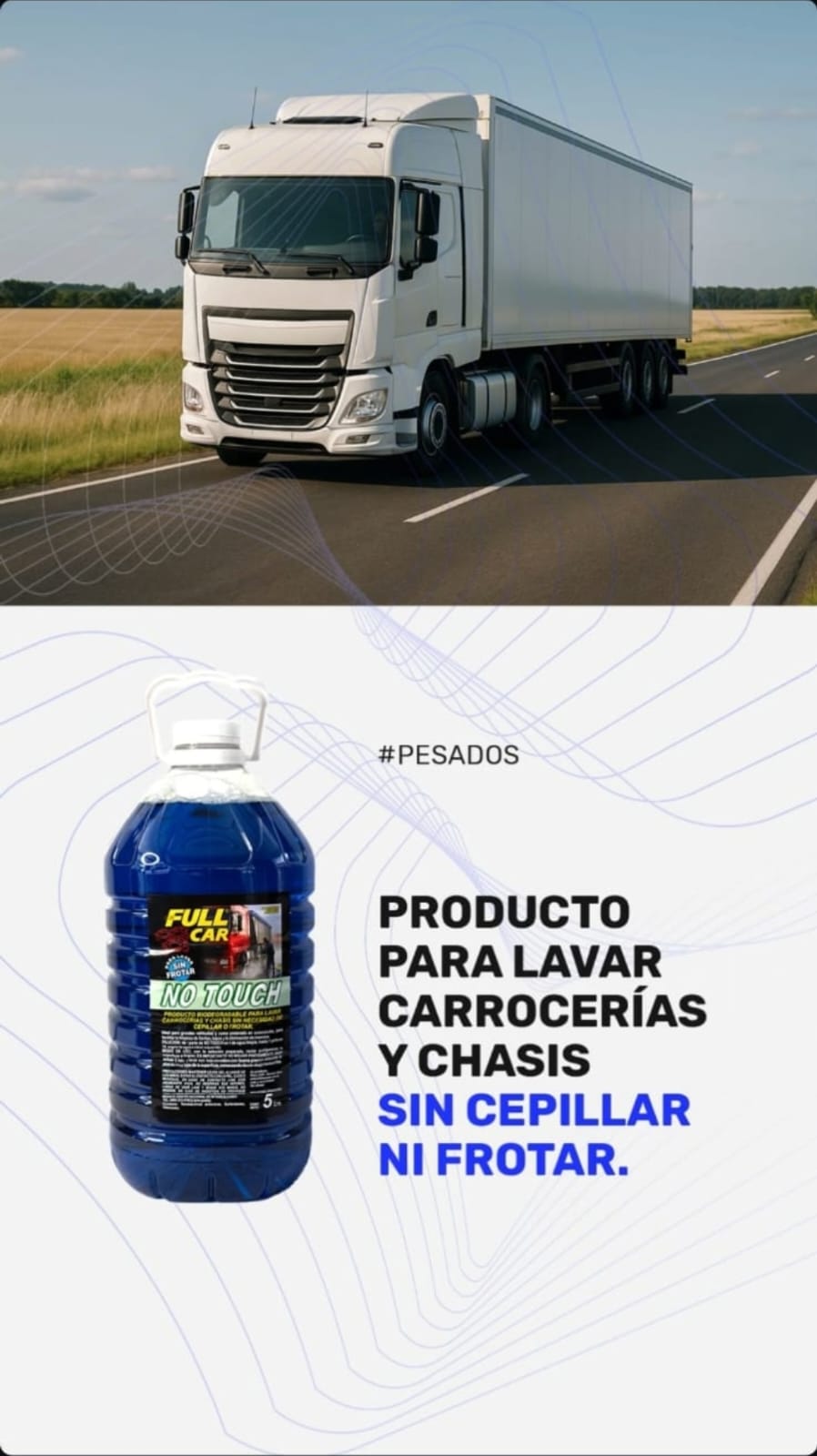 Bidon lipia carrocerias sin cepillar  NO TOUCH X 5 LITROS       (DILUCION 1 EN 8) - FUL 072 FULL CAR (LIMPIEZA - MOTORES -EXTERIORES - BICHOS - PISOS - TODO TIPO DE SUPERFICIES- SIMIL K78 827)   (  Limpiador concentrado para usar sin frotar, dispersante alcalinono agresivo que afloja la suciedad, permitiendo que lahidrolavadora la arrastre. Ideal para usar como pre-lavado.Dilución para el uso: 1 parte en 8 de agua.)