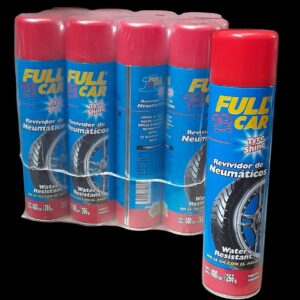 PROMO CAJA X 12 UNIDADES TYRE SHINE Revividor de negro (cubiertas neumaticos Water Resistant aerosol x 400 cc. - FUL 340 - FUL 034 FULL CAR (SILICONA AEROSOL PARA NEUMATICOS REVIVIDOR DE NEUMATICOS Y ALFOMBRAS simil ful 305 / a3230/12 / k78 205)   (  Revividor de neumáticos en Aerosol a base de siliconas.Revive el color negro y otorga brillo duradero.RESISTENTE AL AGUA.)