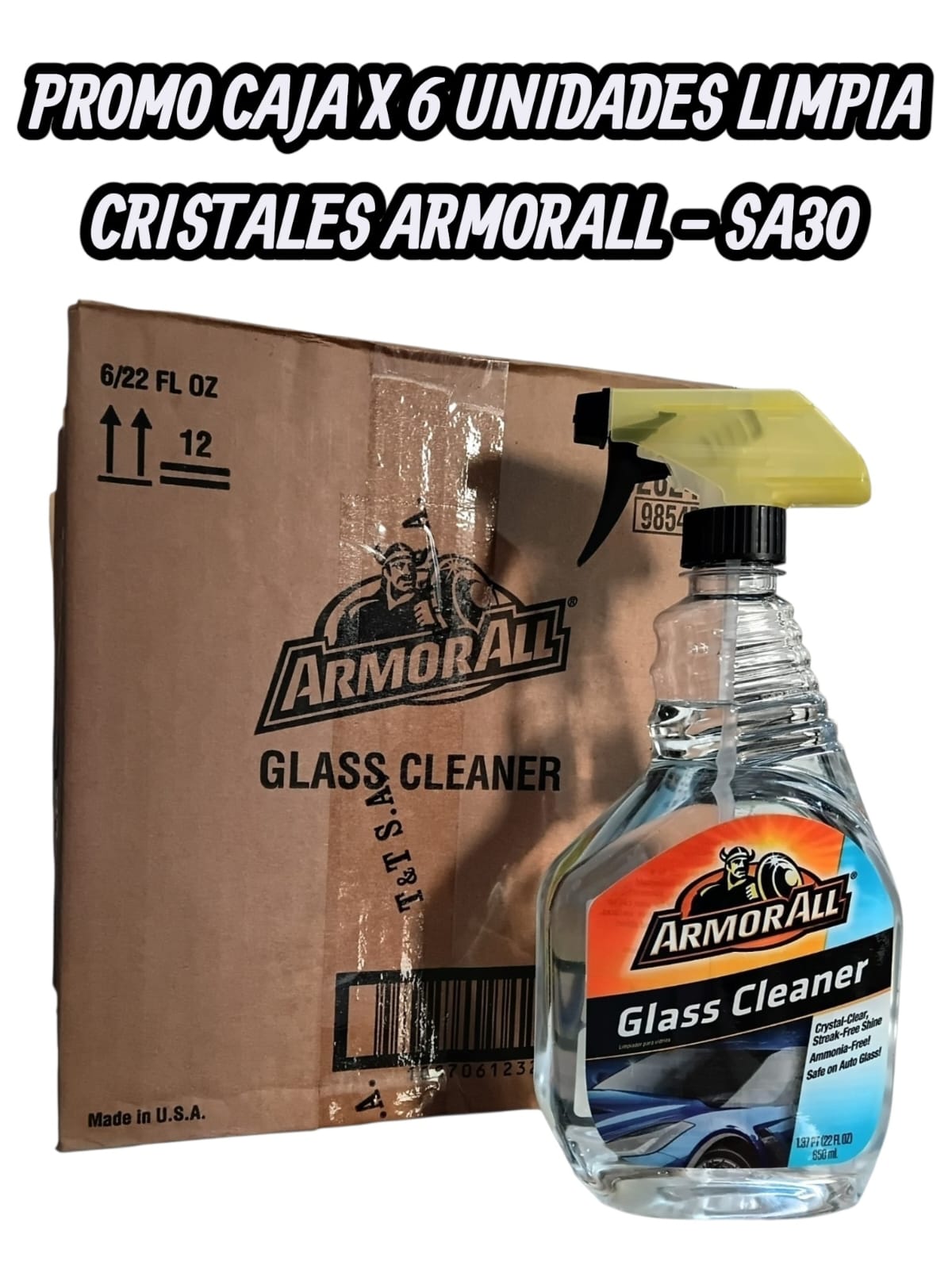 PROMO CAJA X 6 UNIDADES Líquido limpia CRISTALES - SA30 (lava parabrisas - simil k78 306 - col156)(armor all)