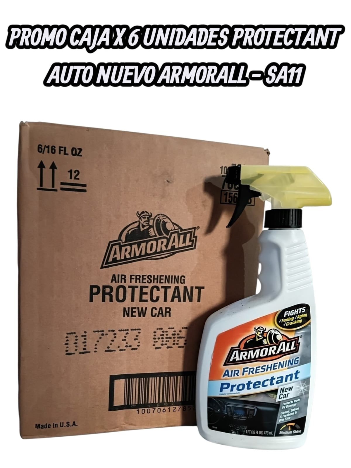 PROMO CAJA X 12 UNIDADES Protector Spray - Aroma AUTO NUEVO silicona liquida interior - SA11 (simil ful 406 - k78 202 - a3211/12 - plus 7008)(armor all)