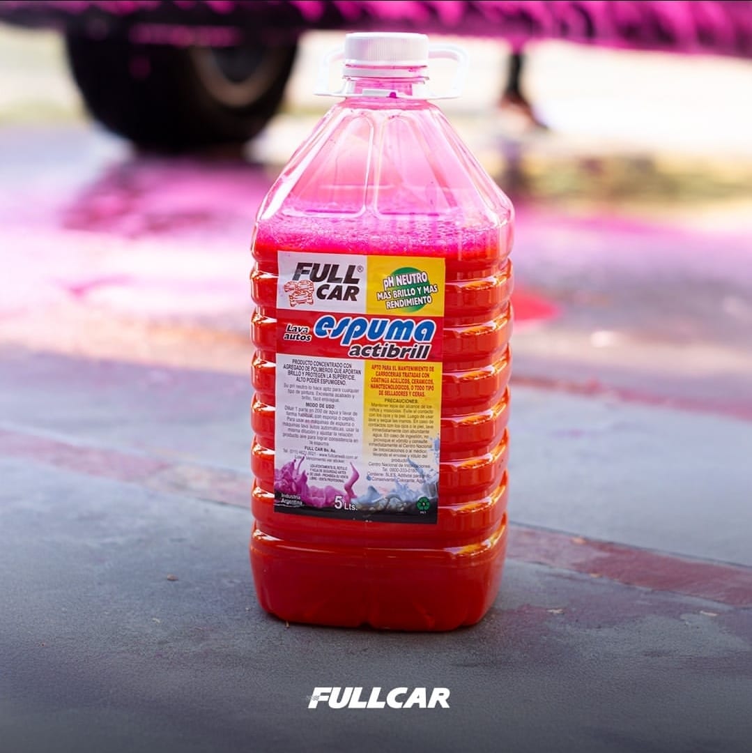 Bidon (lava autos - shampoo) ESPUMA ACTIBRIL COLOR X 5 L (DILUCION 1 EN 200) - FUL 021 FULL CAR ( LIMPIEZA - CARROSERIAS- simil k78 a801 - k78 a803 - k78 a805)  ( Shampoo neutro que produce una atractiva espuma coloreadapara el lavado de carrocerías con agregado de polímeros queotorgan brillo y protegen la pintura, Biodegradabilidad del 85,4%.Dilución para el uso: 1 parte en 200 de agua.) - Image 2