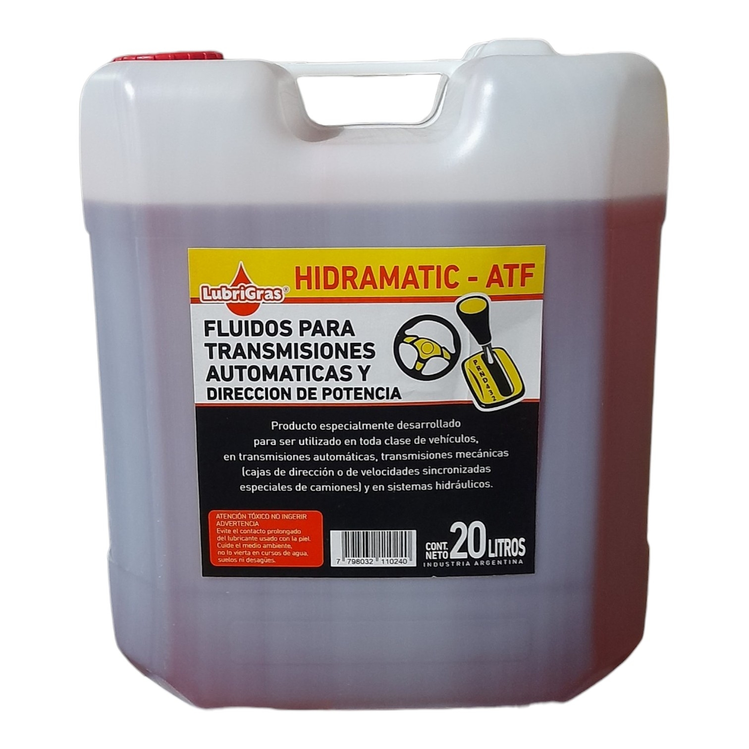 FLUIDO PARA TRANSMISION AUTOMATICA BALDE X 20 Lts. - HIDR12 LUBRIGRAS (HIDRAULICO ATF) (Fluídos para transmisiones automáticas ATFSe utiliza en transmisiones automáticas y direc ción hidráulica,contiene aditivos que se adaptan a las condi ciones climáticas, man teniendo estable su viscosidad y resistencia a la oxidación, brindando cualidades antidesgaste y antifricción.)