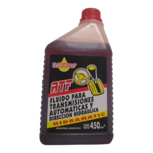 FLUIDO PARA TRANSMISION AUTOMATICA BOTELLA X  450 Cm3 - HIDR01  LUBRIGRAS (HIDRAULICO ATF) (Fluídos para transmisiones automáticas ATFSe utiliza en transmisiones automáticas y direc­ ción hidráulica,contiene aditivos que se adaptan a las condi ciones climáticas, man teniendo estable su viscosidad y resistencia a la oxidación, brindando cualidades antidesgaste y antifricción.)