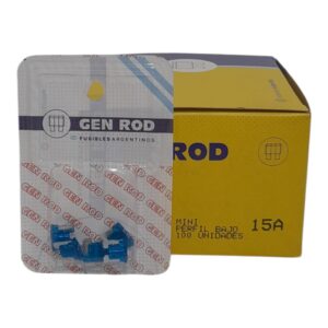 (CAJA X 100 UNIDADES=10 BLISTER X 10 UNIDADES CADA UNO ) Fusible Gen Rod FICHA MINI PERFIL BAJO 15 AMPERES  - GEN FMIPB15