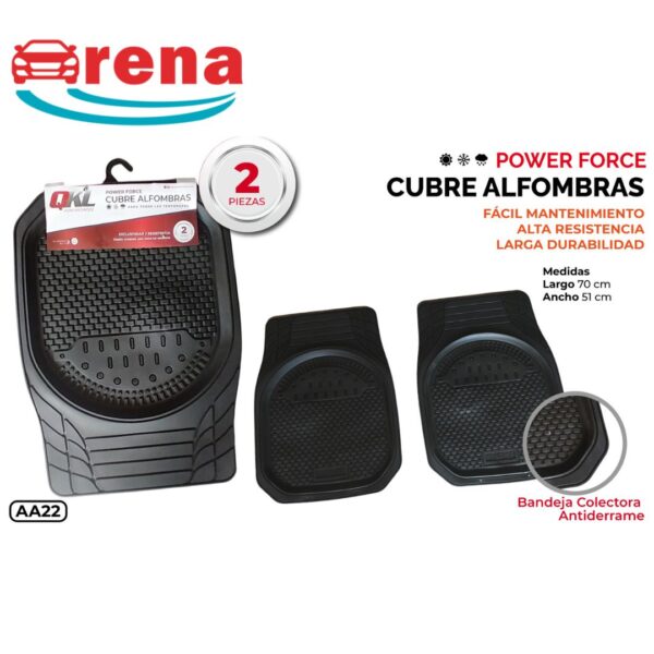 CUBRE ALFOMBRAS POWER FORCE 2 PIEZAS (ALFOMBRAS DELANTERAS 70CM X 51 CM ) - QKL AA22