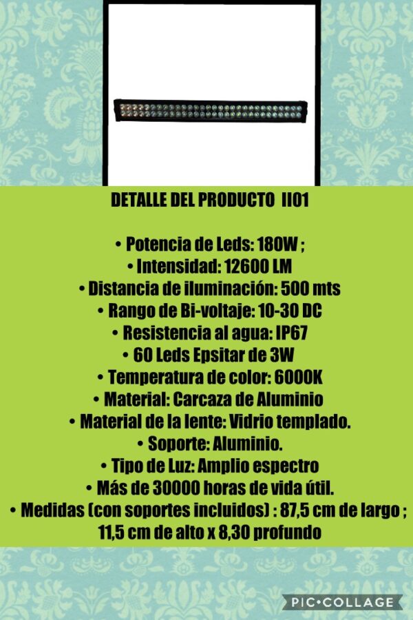 PROMO BARRA DE LED 180W P/4X4 F CLARO - QKL II01 segunda seleccion algunos leds quemados