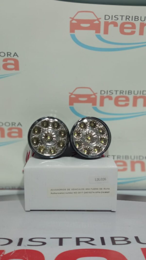 PROMO JUEGO(2) FAROS 9 LED 7 CM REDONDOS 12 V  (LDL026) - DAN DJ112