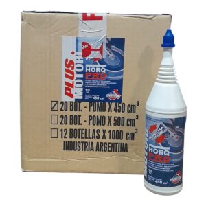 PROMO CAJA X 20 UNIDADES MOTO HORQUILLA PRO SAE 10 MINERAL FLUIDO HIDRAULICO FORMULADO ESPECIALMENTE PARA AMORTIGUADORES Y OTROS MECANISMOS DE SUSPENSIONES HIDRAULICAS POMO X 450 CC - PLUS 9500 (Lubricación de cadenas y similares        HORQ-PRO SAE 10 (suspensiones hidráulicas) ) (copia)