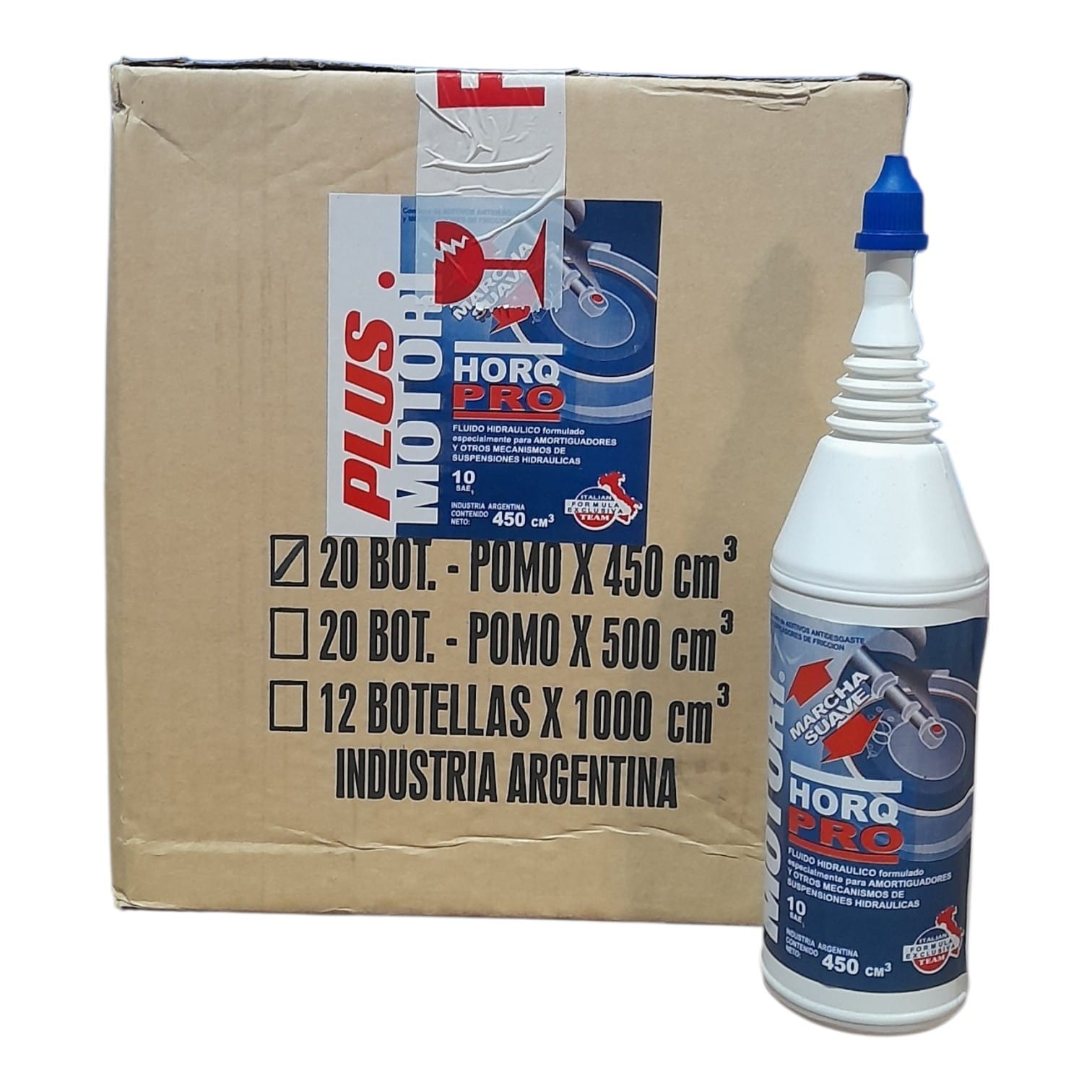 PROMO CAJA X 20 UNIDADES MOTO HORQUILLA PRO SAE 20 MINERAL FLUIDO HIDRAULICO FORMULADO ESPECIALMENTE PARA AMORTIGUADORES Y OTROS MECANISMOS DE SUSPENSIONES HIDRAULICAS POMO X 450 CC - PLUS 9501 (Lubricación de cadenas y similares HORQ-PRO SAE 20 (suspensiones hidráulicas)) (copia)