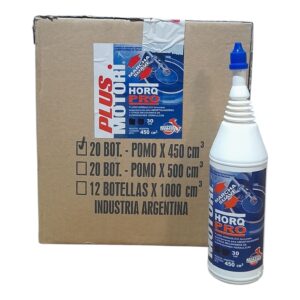 PROMO CAJA X 20 UNIDADES MOTO HORQUILLA PRO SAE 30 MINERAL FLUIDO HIDRAULICO FORMULADO ESPECIALMENTE PARA AMORTIGUADORES Y OTROS MECANISMOS DE SUSPENSIONES HIDRAULICAS POMO X 450 CC - PLUS 9502 (Lubricación de cadenas y similares        HORQ-PRO SAE 30 (suspensiones hidráulicas)) (copia)