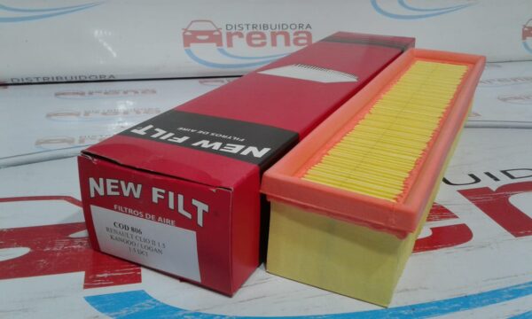 PROMO FILTROS DE AIRE NEW FILT CON CAJA TIPO PANEL RENAULT CLIO II - 1,5 KANGOO - LOGAN 1.5 DCI - AIPA 806E  ALTO: 60 mm. ANCHO: 81 mm LARGO: 373 mm
Equivalencias:
MANN: C3875 WEGA: FAP4872
FRAM: CA8847 MARENO: MR296
EMAFI: EAM 2047