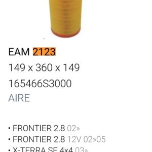 [FILTRO EMAFI] AGRALE MAXION 750/CHE_/BLAZER/S10/NISSAN/FRONTIER/XTERRA/TRAIL - EAM 2123(EAM 2123 MR 294 WR-200/4 CA 9003 AMP 180 - C 15300 1319257)