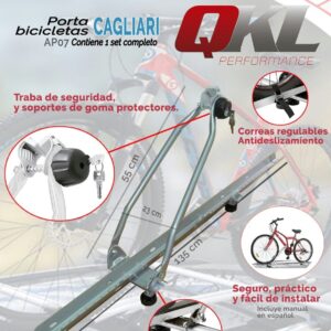 PORTA BICICLETA DE TECHO CAGLIARI (135 CM X 23 CM DE ANCHO (TOTAL) 55 CM DE ALTO) - QKL AP07