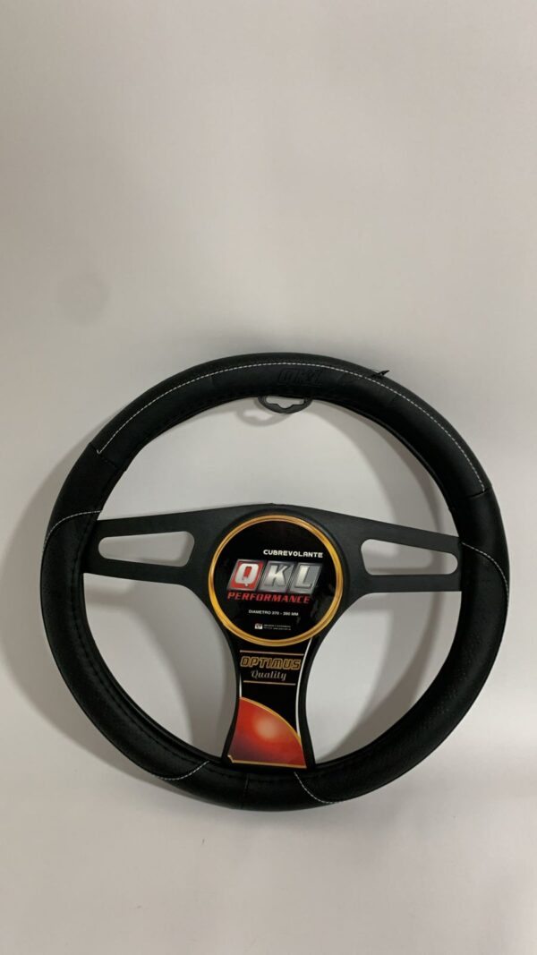 CUBRE VOLANTE  QKL OPTIMUS LEATHER 37/39CM NEGRO/BLANCO - QKL AV95-NB(=AV96)
