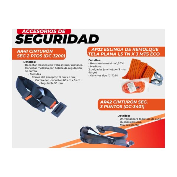 CINTURON SEGURIDAD 2 PUNTOS  (DC-3200) - QKL CSAR41-2