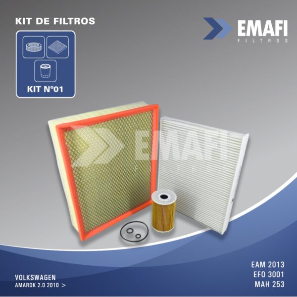 Kit de Filtros N°1 VOLKSWAGEN AMAROK 10>EAM 2013 + EFO 3001 + MAH 253