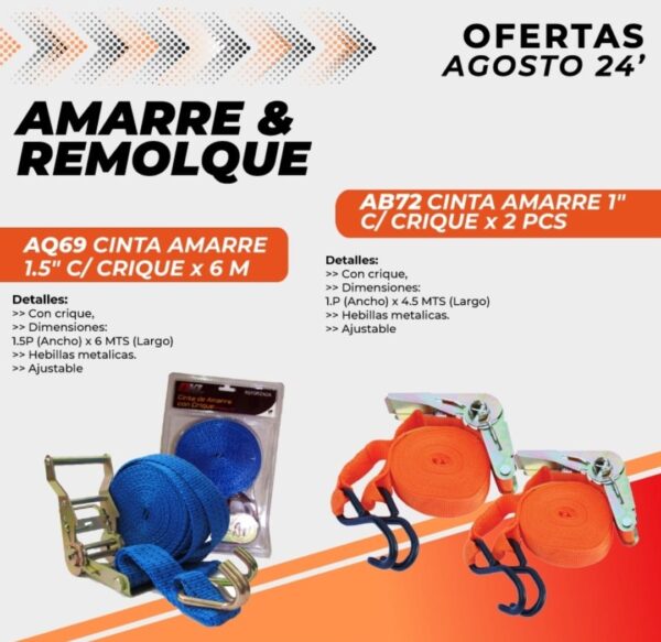 CINTA AMARRE 1" CON CRIQUE 2,5CM X 4,5 MTRS  - QKL AB72 (CAB72)