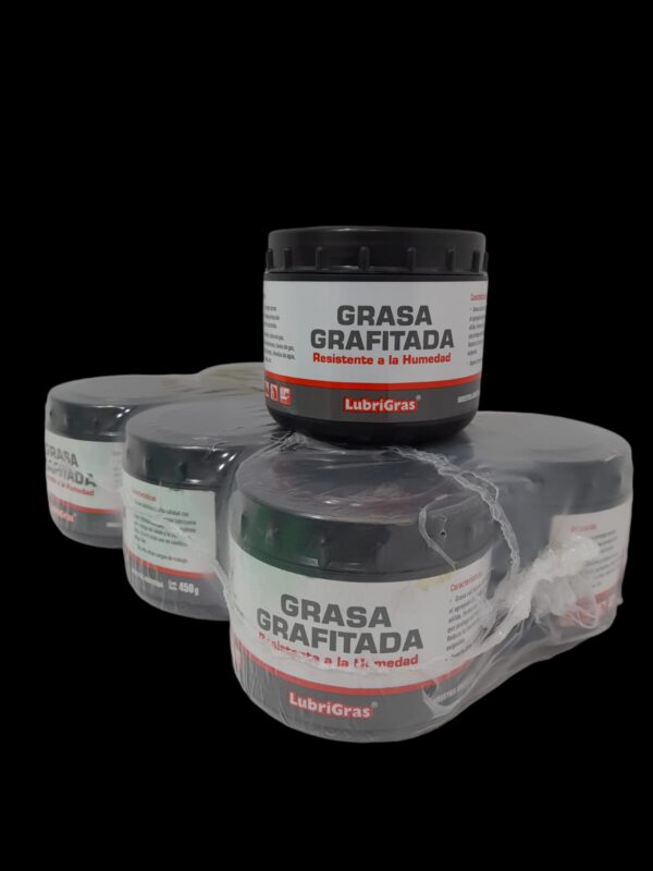PROMO PACK X 6 UNIDADES GRASA GRAFITADA (GRAFITO NEGRA) X 450 - GRASG2  LUBRIGRAS(Grasa grafitadaGrasa cálcica de alta calidad con el agregado de grafito como lubricante sólido. Forma una película homogénea que protege del óxido y la corrosión. Reduce la fr icc ión aún en condiciones ex igentes. Soporta alias cargas de trabajo.  )