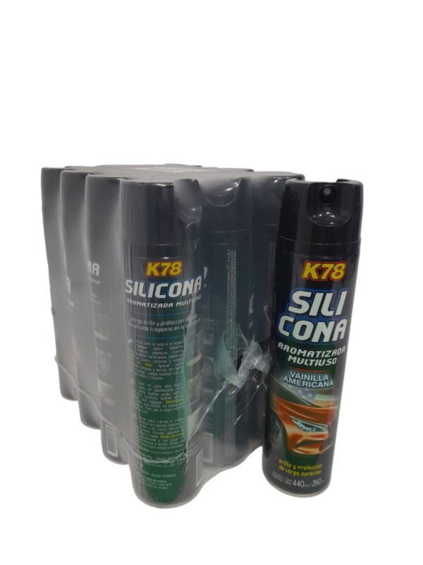 PROMO PACK X 12 UNIDADES SILICONA AROMATIZADA MULTIUSO EN AEROSOL       (VAINILLA AMERICANA) X   440 cc - K78 207VA