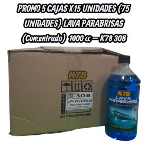 PROMO 5 CAJAS  X 15 UNIDADES (75 UNIDADES) LAVA PARABRISAS   (CRISTALES - VIDRIOS)  (Concentrado)   7798084050464 1000 cc - K78 308 (limpia vidrios simil k78 703 - ful 706 - plus 7030 - muf lax500)