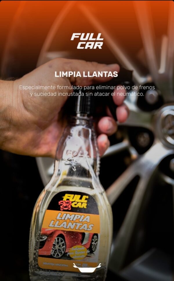 PROMO CAJA X 12 UNIDADES LIMPIA LLANTAS X 480 - FUL 732  FULL CAR (revividor de negro limpia llantas- brillo de cubiertas  - silicona de cubiertas - water resistant)  (Producto para la limpieza de las llantas, indicado para ser usadoen llanats de aleación pulidas. Limpia, desengrasa y elimina lasuciedad generada por las pastillas de freno.) - Image 2