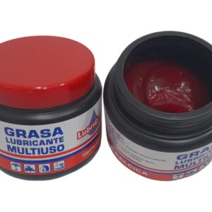 POTE GRASA MULTIUSO x 200 Grs. - GRAS1  LUBRIGRAS (LITIO ROJA)(Grasa lubricante multiusoProducto de excelente adhesividad. buena resis­ tencia alagua y la humedad. Producida para lubri­ cación de chasis. automotores, maquinaria vial, agrícola e industrial sin exigenc ia de temperatura.)