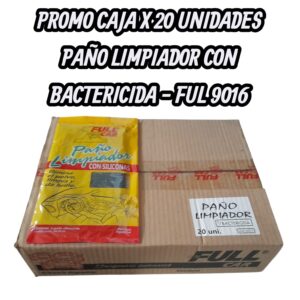PROMO CAJA X 20 UNIDADES PAÑO LIMPIADOR CON BACTERICIDA (PAÑO LUPA) - FUL 9016 FULL CAR (NO ES MICROFIBRA FRANELA SILICONADA - SILICONA - LUSTRE)  (Paño siliconado, elimina el polvo, limpia y da brillo.)