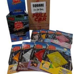 PROMO CAJA EXHIBIDORA X 96 UNIDADES PERFUME (AROMATIZADOR) AIR PUR SQUARE - FUL 9510 - FUL 9027 FULL CAR (SIMIL K78 109 - K78 110 )   (  Aromatizador de acción continua, para colgar, en el automóvil,pequeños ambientes, baños, etc., gran variedad de fragancias.)