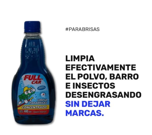 LAVA PARABRISAS CONCENTRADO X 480 cc - FUL 717 - FUL 706 FULL CAR (SORRINO) (limpia vidrios simil k78 703 - A3501/12 - plus 7030 - muf lax500)  (Limpia efectivamente el polvo, barro e insectos desengrasandosin dejar marcas.) - Image 2