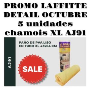 PROMO LAFFITTE DETAIL  5 UNIDADES CHAMOIS AMARILLO EXTRA LARGE - LAF AJ91 PAÑOS - LIMPIEZA