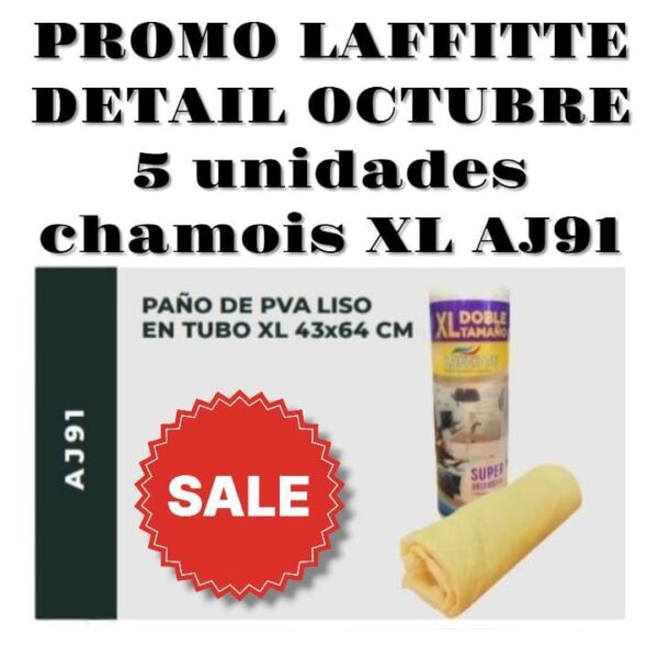 PROMO LAFFITTE DETAIL  5 UNIDADES CHAMOIS AMARILLO EXTRA LARGE - LAF AJ91 PAÑOS - LIMPIEZA