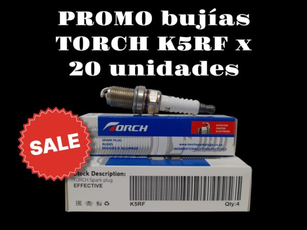 PROMO 5 CAJAS X 4 UNIDADES (TOTAL 20 BUJIAS ) BUJIA TORCH (NGK BKR5E - CHAMPION RC12YC - BOSCH FR7DE ) AUTO RENAULT-PEUGEOT  - BJ T K5RF (BUJIA TORCH FIAT PALIO/SIENA/STRADA 1.4 8V FIRE / VW GOL POWER 1.4/1.6)