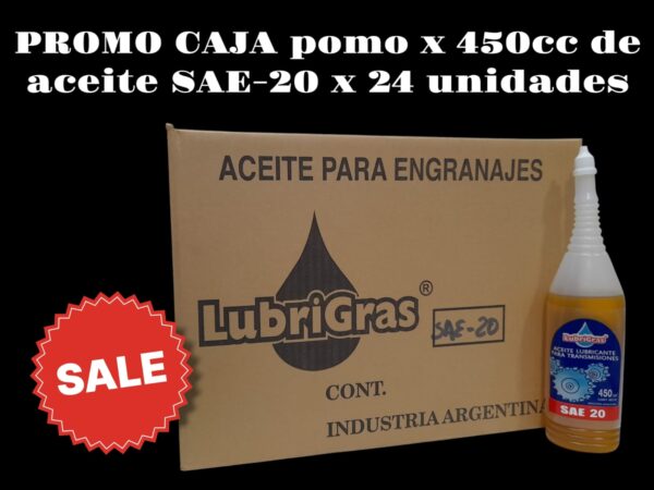 PROMO CAJA X 24 UNIDADES ACEITE SAE20  X 450 CM3. - SAE205  LUBRIGRAS(Aceites lubricantes SAEContiene aditivos especiales. Buena resistencia ala película lubricante. Muy buen control de la expansión de los sellos. Protección contra la acción de agentes externos. Excelente inhibición contra oxicación y herrumbes.)