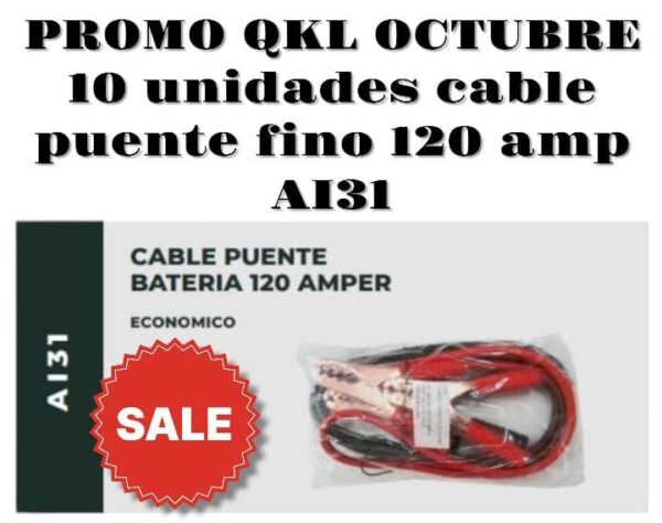 PROMO QKL  10 UNIDADES CABLE PUENTE FINO 120 AMP ECO (2.10 METROS) - QKL AI31