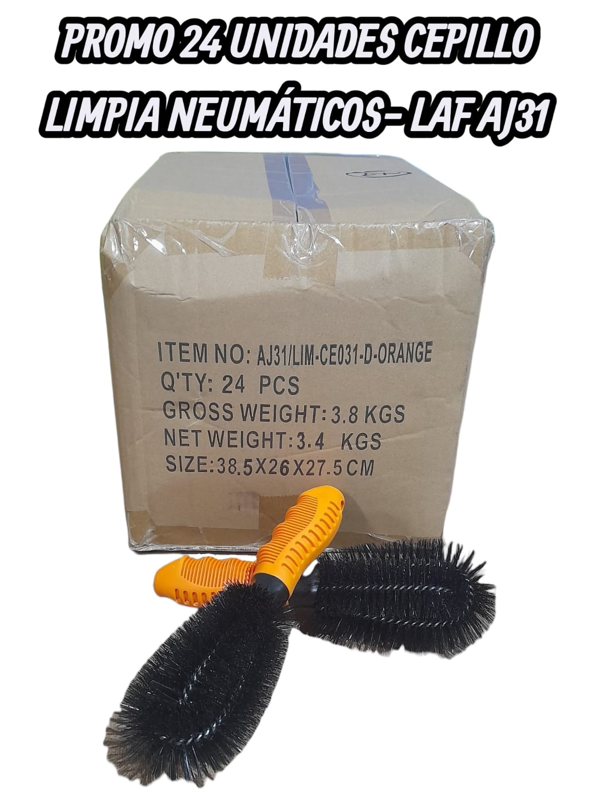 PROMO 24 UNIDADES CEPILLO LIMPIA NEUMÁTICOS - LAF AJ31 PAÑOS - LIMPIEZA - MICROFIBRAS