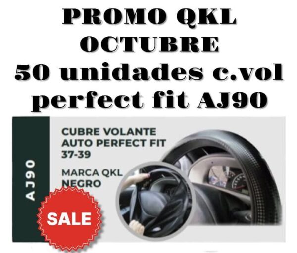 PROMO QKL  50 UNIDADES CUBRE VOLANTE AUTO PERFECT FIT 37/39 NEGRO - QKL AJ90-C