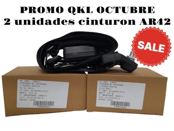 PROMO QKL  2 UNIDADES CINTURON SEGURIDAD 3 PUNTOS RETRACTIL S/B (DC-3401) - QKL CSAR42-3