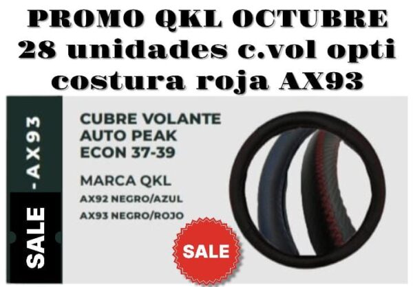 PROMO QKL  28 UNIDADES CUBRE VOLANTE  QKL OPTI COSTURA ROJA - QKL AX93