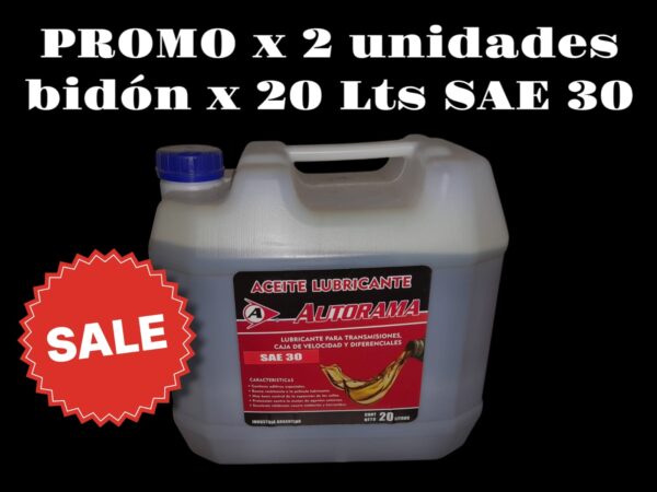 PROMO X 2 UNIDADES ACEITE  SAE30  BIDON  X 20 LTS. - SAE304  LUBRIGRAS(Aceites lubricantes SAEContiene aditivos especiales. Buena resistencia ala película lubricante. Muy buen control de la expansión de los sellos. Protección contra la acción de agentes externos. Excelente inhibición contra oxicación y herrumbes.)