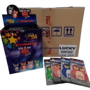 PROMO CAJA MADRE X (6 CAJAS EXHIBIDORAS X 36 UNIDADES)  (TOTAL 216 UNIDADES )  PERFUME (AROMATIZADOR) AIR PUR LUCKY (BUHOS) - FUL 9030 FULL CAR (aromatizador para tablero simil K78 104 - K78 106   k78 112 - k78 105 - k78 110 ) (pino - comodin )(Aromatizador de celulosa de acción continua con formasdivertidas.Notas inspiradas en reconocidas fragancias internacionales:Fragancias:Fragancias surtidas)