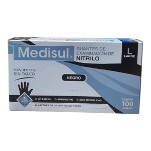 GUANTES DE EXAMINACION NITRILO NEGRO TALLE L X 100 UNIDADES - MEDISUL NI L