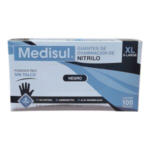 GUANTES DE EXAMINACION NITRILO NEGRO TALLE XL X 100 UNIDADES - MEDISUL NI XL