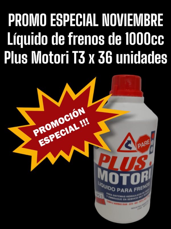PROMO ESPECIAL 3 CAJAS X 12 UNIDADES (TOTAL 36 UNIDADES) LIQUIDO PARA FRENOS DOT 3 (tipo 3 ) x 1 LT - PLUS 4013 PLUS MOTORI