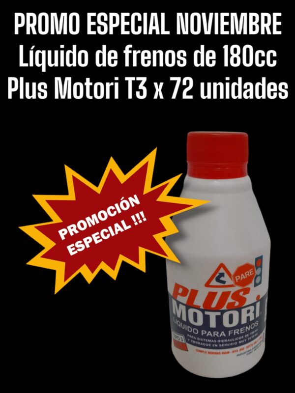 PROMO ESPECIAL 3 CAJAS X 24 UNIDADES (TOTAL 72 UNIDADES) LIQUIDO PARA FRENOS DOT 3 (tipo 3 ) x 180cc - PLUS 4016 PLUS MOTORI