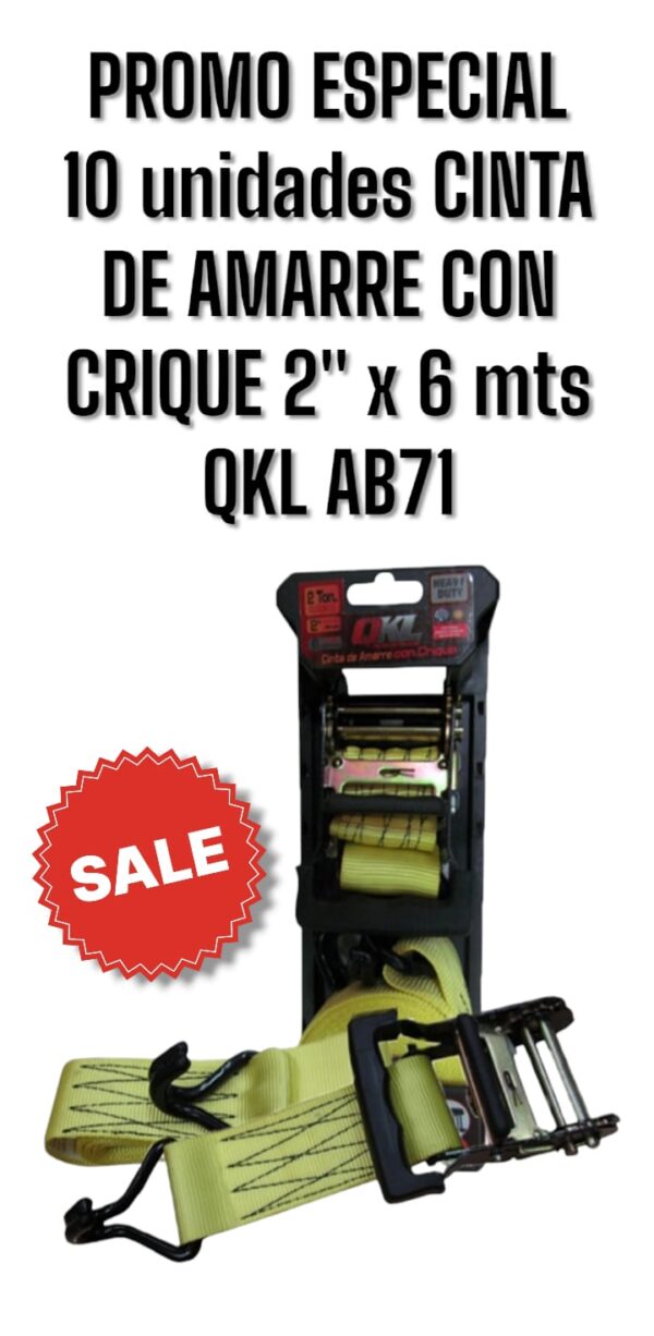 PROMO ESPECIAL QKL 10 unidades CINTA DE AMARRE 2 PULG X 6MTS P/2TN - QKL AB71
