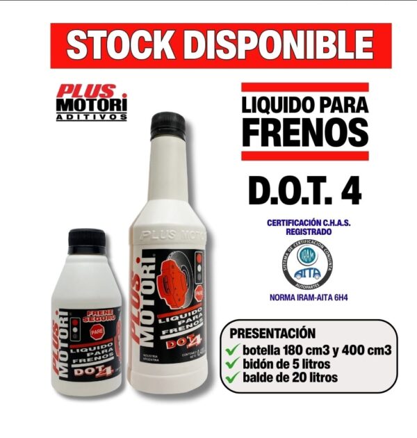 PROMO ESPECIAL 3 CAJAS  SURTIDAS DE LIQUIDO PARA FRENOS TIPO 4  (1 X 24 UNIDADES x 180cc) + (2 X 12 UNIDADES x 400cc)  + (1 GORRO SIN CARGO) (TOTAL 48 UNIDADES SURTIDAS DE LIQUIDO PARA FRENOS TIPO 4 ) - PLUS FRENOT4  PROMO PLUS MOTORI - Image 2